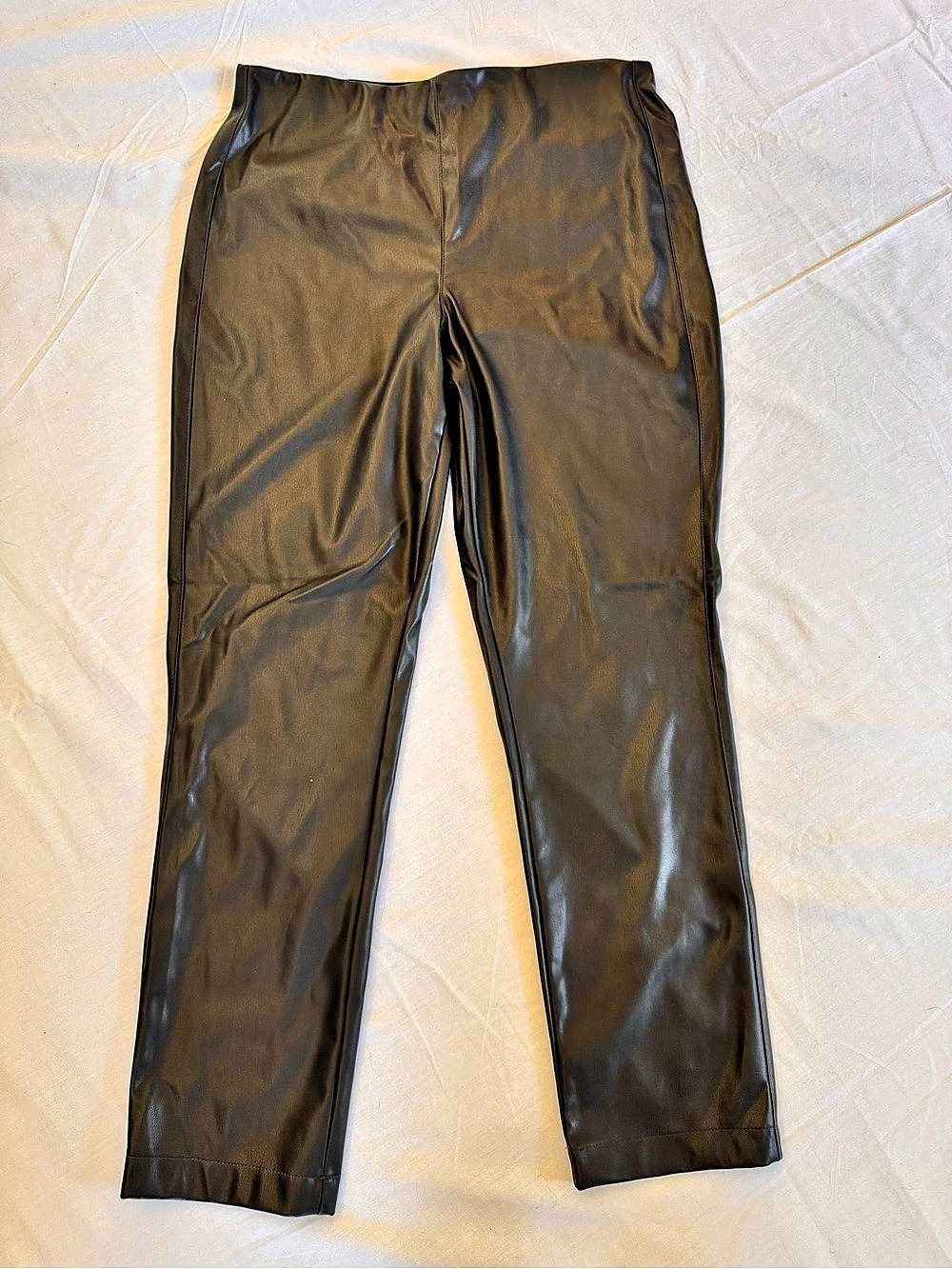 Calvin Klein Jeans Black Faux Leather Skinny Pants Size L Cropped Ankle